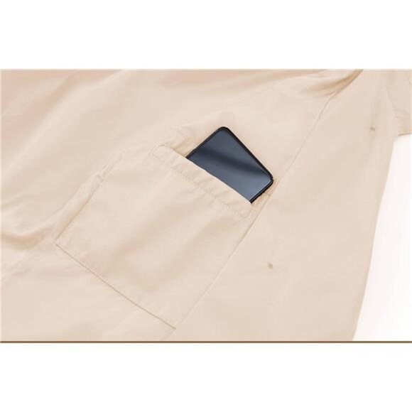 Women's Double Breasted Long Trench Coats Mid-Length Belted with Detachable Hood - Picture 7 of 10